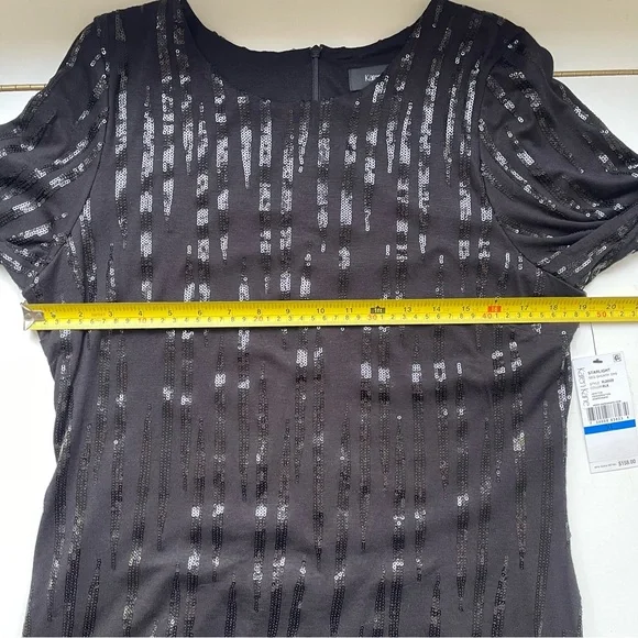 NWT Karen Kane Starlight Black Sequins Sheath Dress Long Sleeve XL - Picture 13 of 16